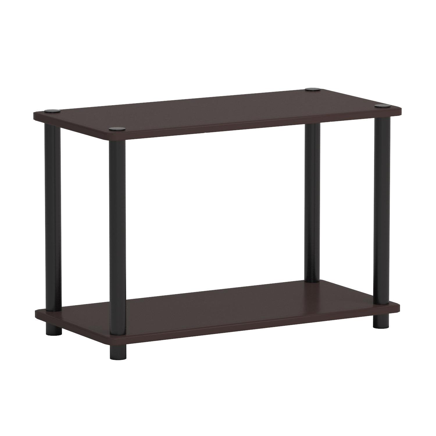 Furinno Turn-N-Tube 2-Tier Shelves/End Tables Set, 2-Pack, Dark Brown/Black