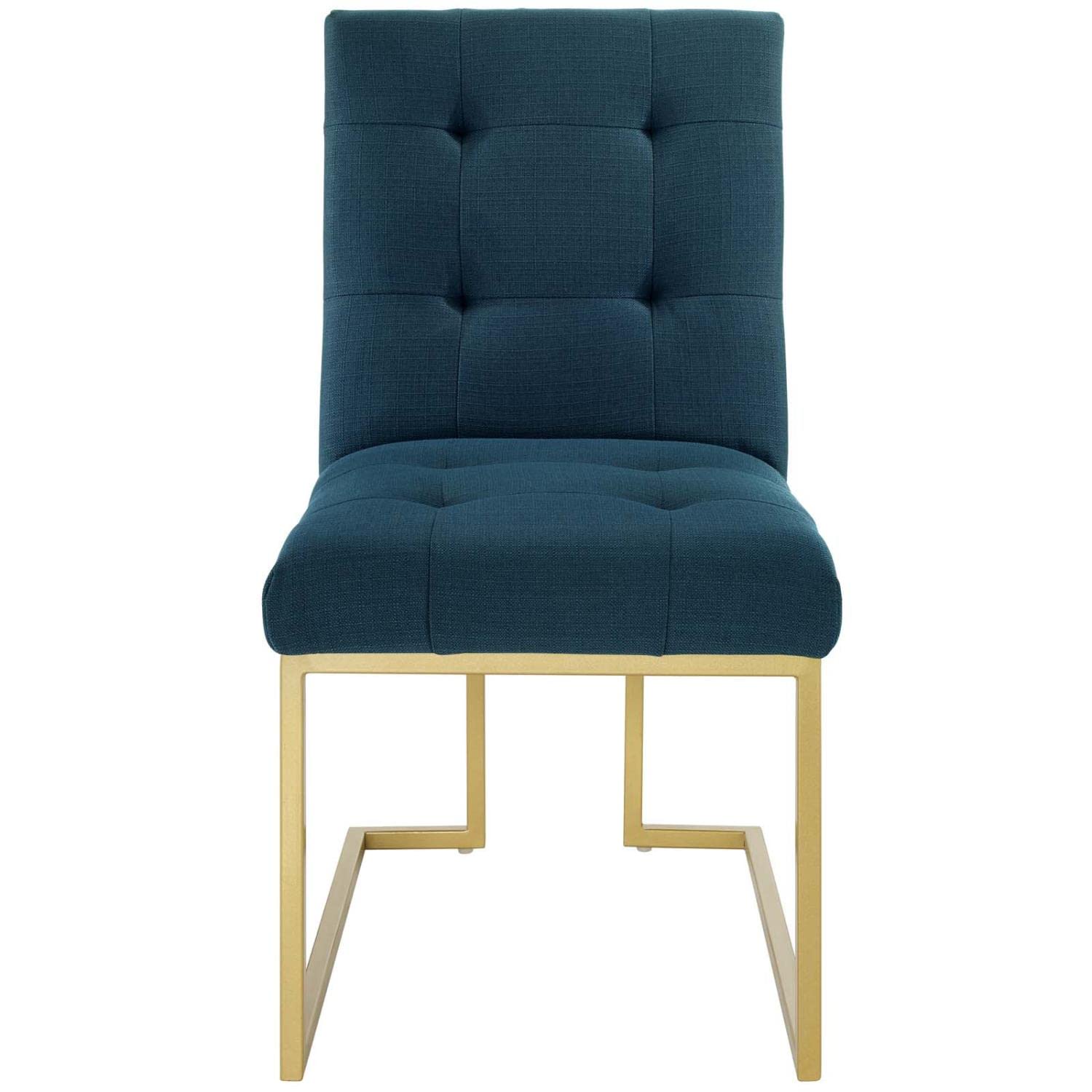 Modway Privy Upholstered Gold Stainless Steel Dining Chair In Gold Azure