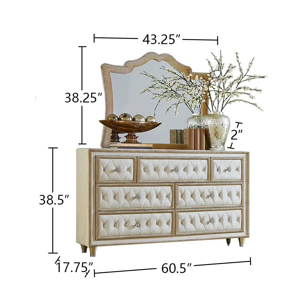 Coaster Antonella Eastern King Bed 4-Piece Set, Ivory/Camel