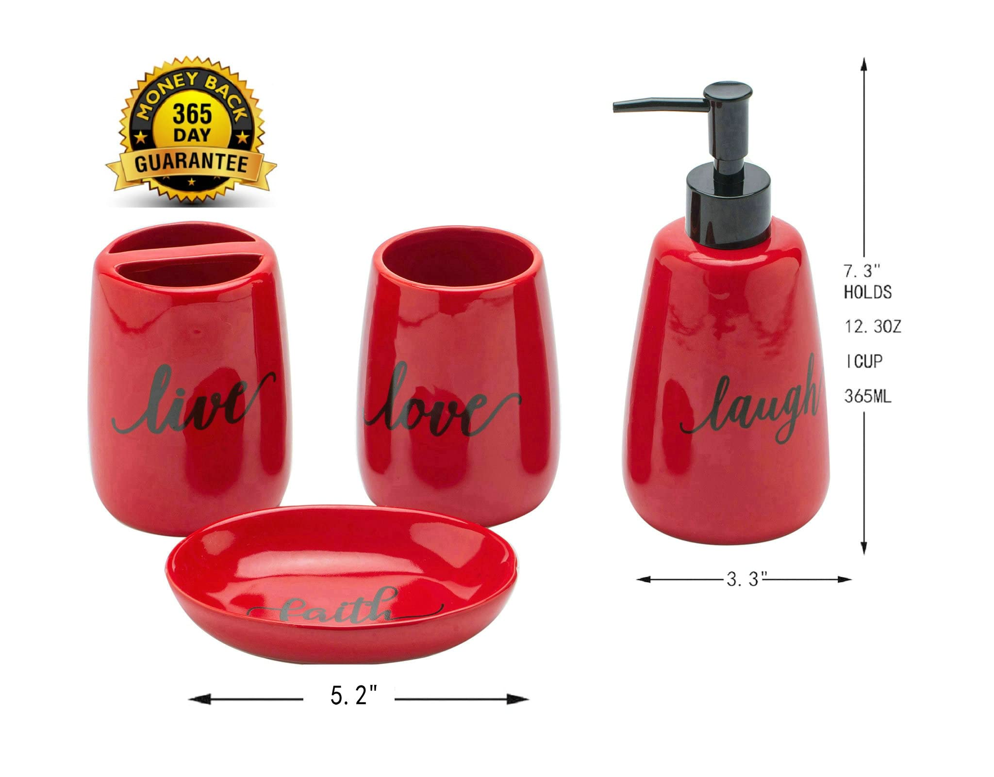 Bathroom Accesory Set, Ceramic, 4Pc,Toothbrush Holder Soap Dispenser Soap Dish Tumble Cup For Bathroom Decor And Gift (Navy) (Re