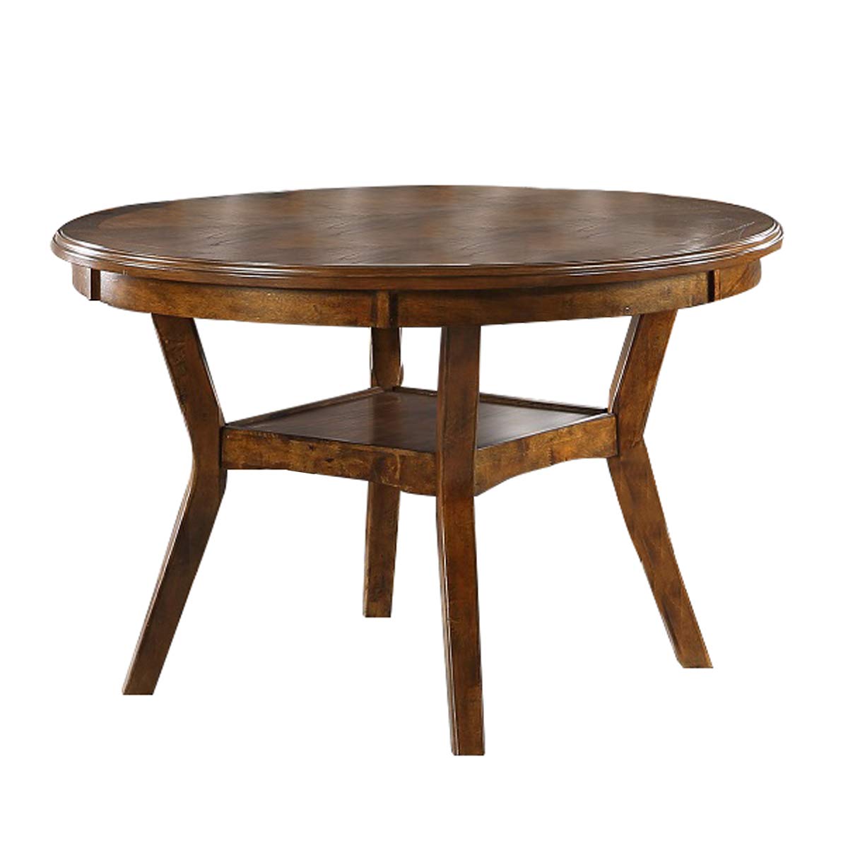 Benjara Round Top Wooden Dining Table With Boomerang Legs, Brown