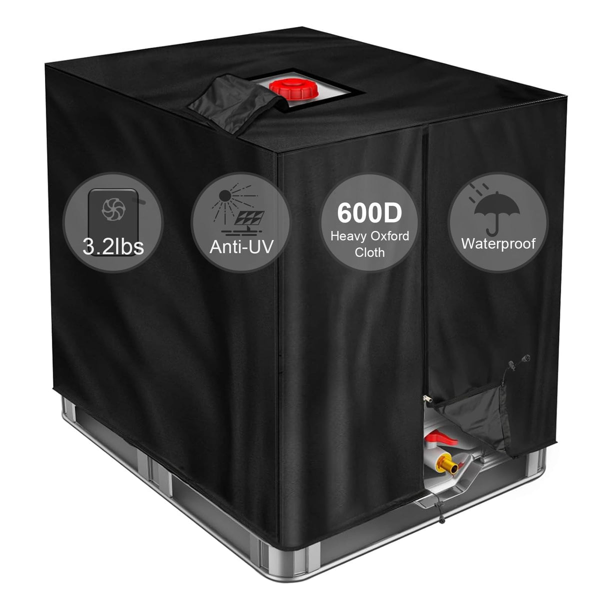 Ibc Tote Cover, Gdccpro 600D Heavy Duty Waterproof Cover For 1000L Ibc Container Rain Water Tank Outdoor 275 Gallon Rain Barrel