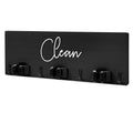 Ilyapa Mop and Broom Holder Wall Mount, Black Wall Hanging Wooden Brooms and Mops Organizer, Kitchen & Laundry Room Broom Hanger