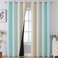 Estelar Textiler Ombre Aqua And Beige Blackout Curtains 96 Inches Long For Sliding Door, Gradient Thermal Insulated Full Light B