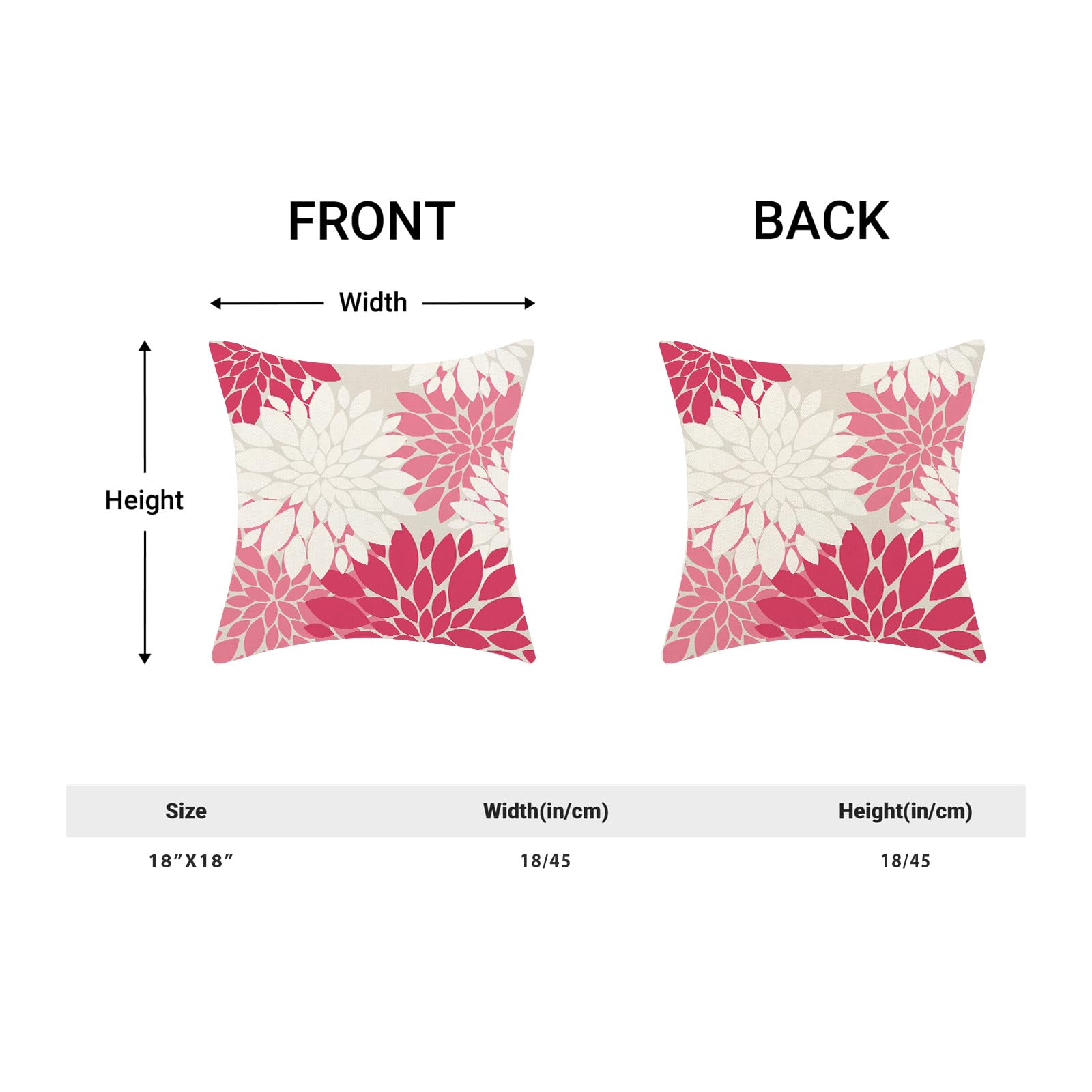 Cxmeifly Hot Pink White Summer Outdoor Pillow Covers 18X18 Inch Set Of 2 Blush Pink Dahlia Floral Decor Throw Pillows Modern Geo