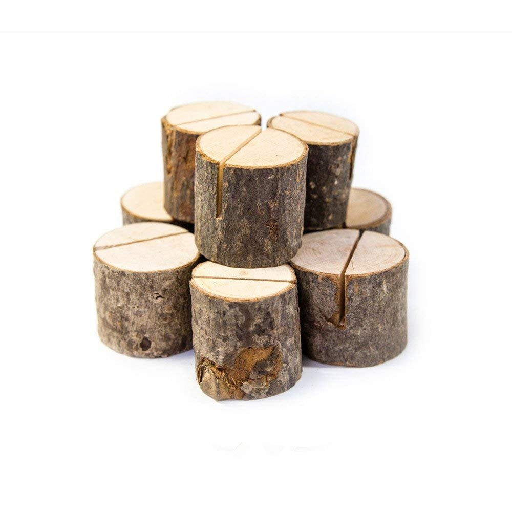Rustic Wood Table Numbers Holder Wood Place Card Holder Party Wedding Table Name Card Holder Memo Note Card (20Pcs)