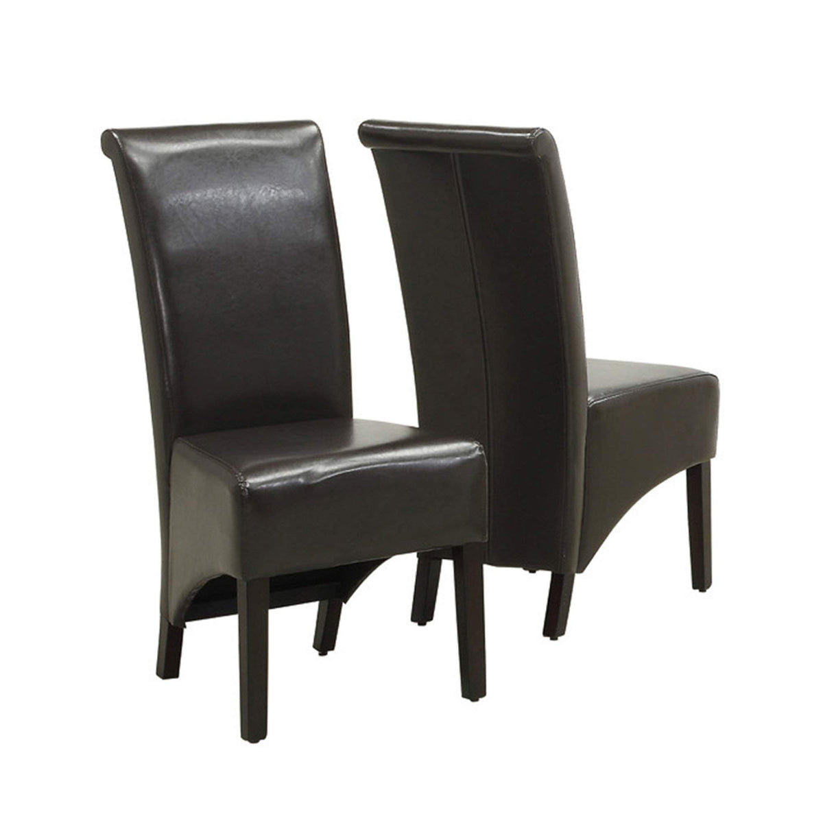 HomeRoots Two 40.5' Dark Brown Leather Look Solid Wood, MDF, and Foam Dining Chairs