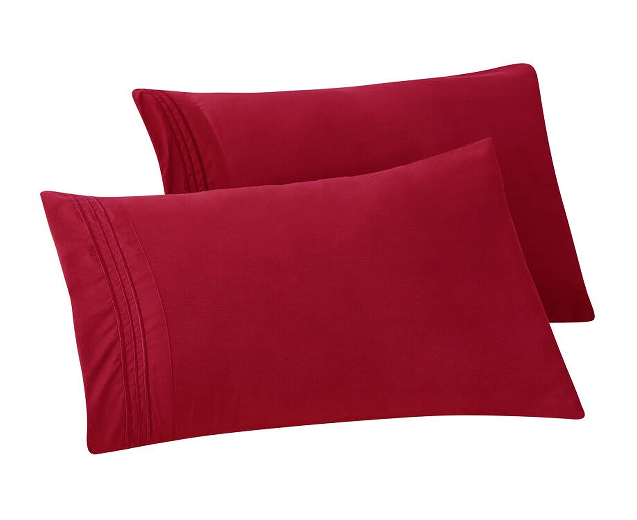 Elegant Comfort Solid Pillowcases 1500 Thread Count Egyptian Quality - Easy Care, Smooth Weave, Wrinkle And Stain Resistant, Easy Slip-On, 2-Piece Set, Standard/Queen Pillowcase, Burgundy