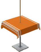 Fall Outdoor Tablecloth With Umbrella Hole, Farmhouse Orange White Stripe Square Tables Zippered Table Cloth Waterproof Tabletop