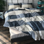Modern Plaid Duvet Cover Twin Geometric Grid Bedding Set 100% Cotton Checkered Comforter Cover Luxury Soft Plaid Bedding Quilt C