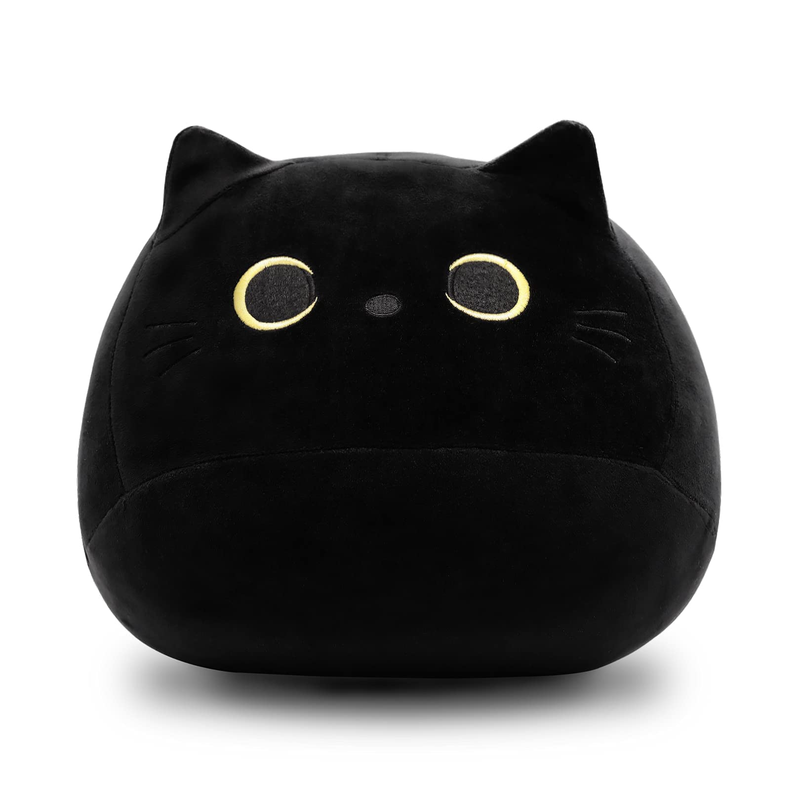 Pochita 3D Black Cat Plush Stuffed Animal Toy Pillow, Fat Plushie, Kawaii Pillows Cat Shape Design Lumbar Back Cushion Decoratio
