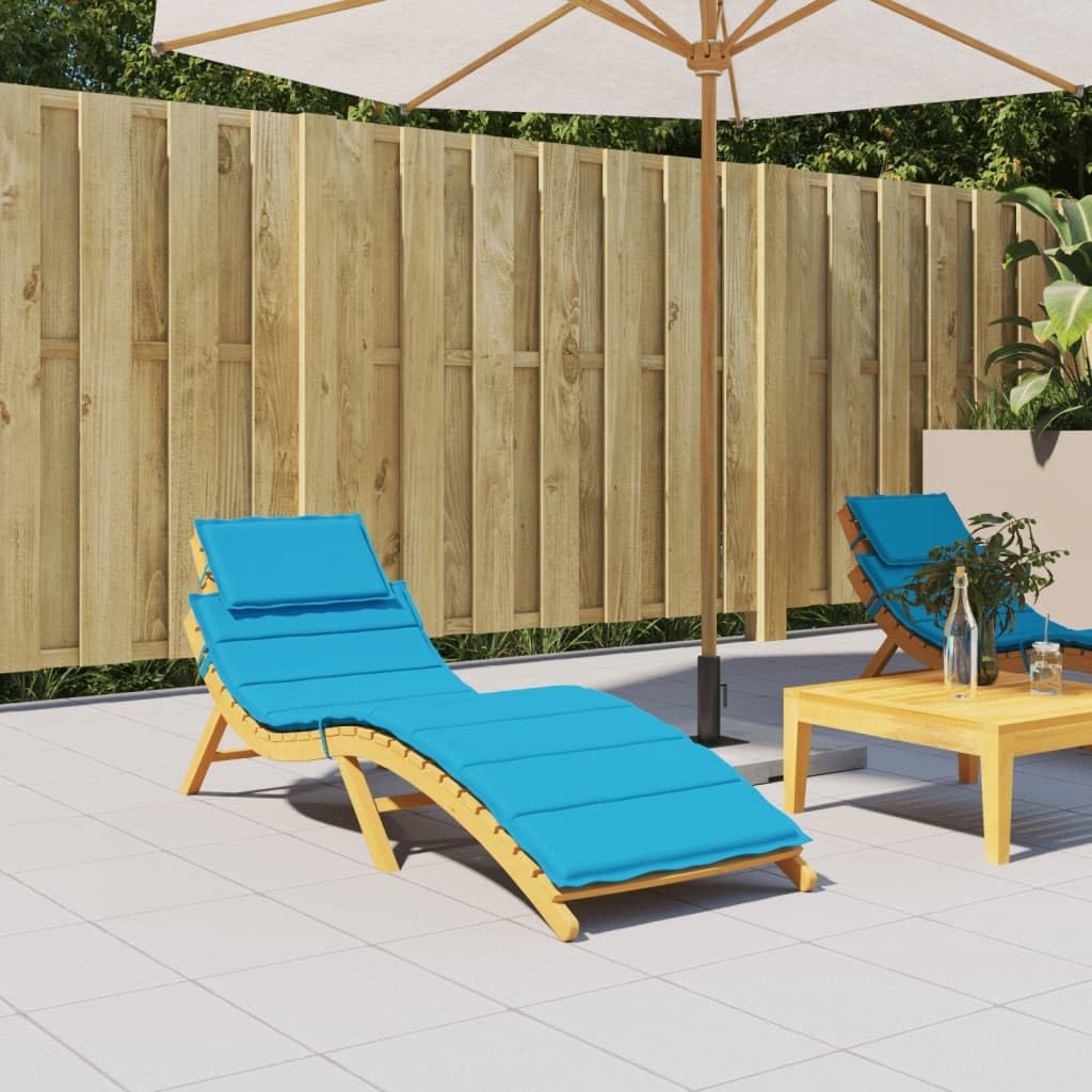 Vidaxl Sun Lounger Cushion – Durable Oxford Fabric, Water-Resistant, Lightweight, Blue – Ideal For Outdoor Furniture, Patio, Garden – Comfortable Foam Fiber Filling, Non-Slip Design