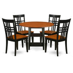 East West Furniture Sulg5-Bch-W 5 Piece Kitchen Table Set For 4 Includes A Round Dining Room Table With Dropleaf & Shelves And 4 Dining Chairs, 42X42 Inch, Black & Cherry