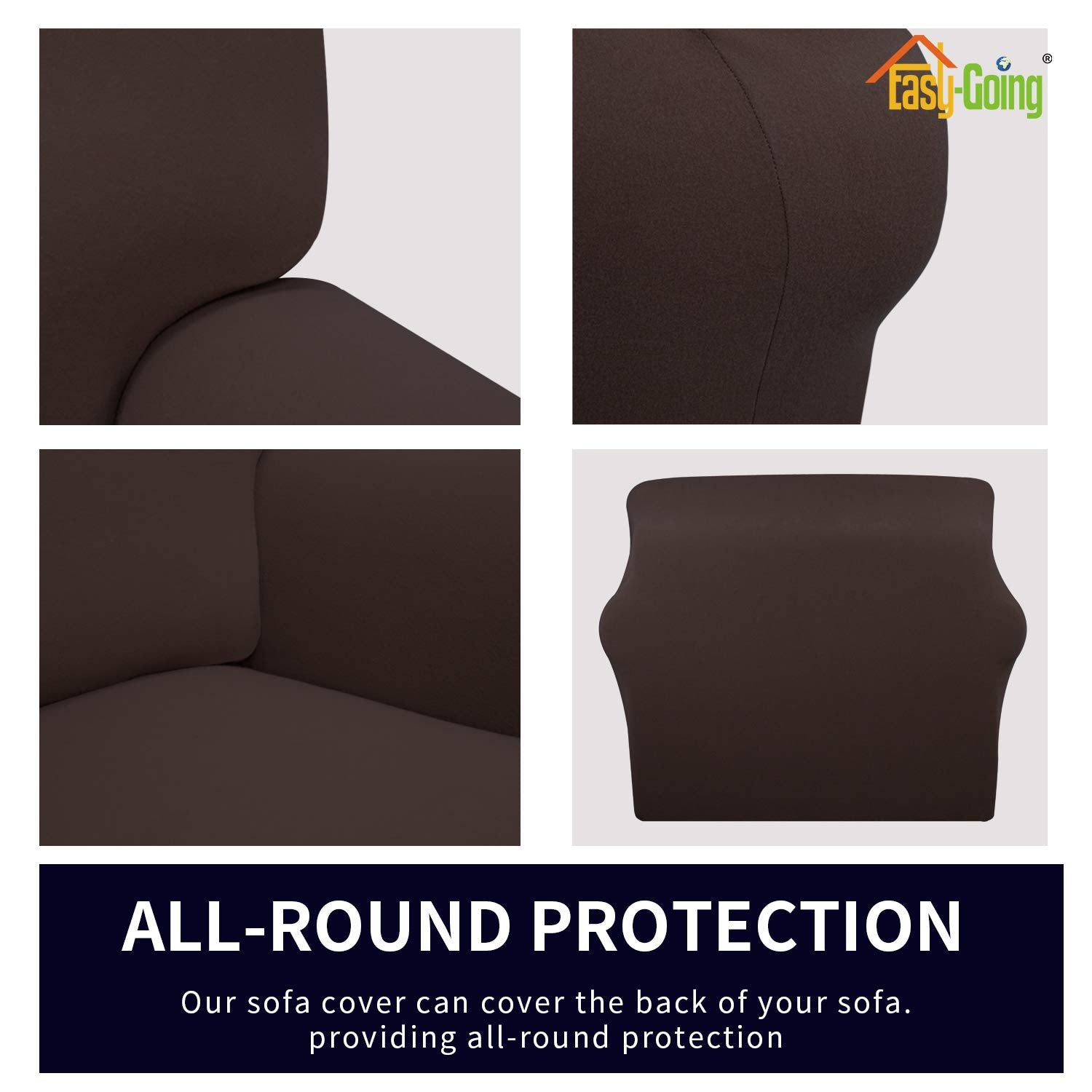 Easy-Going Fleece Stretch Sofa Slipcover Spandex Non-Slip Soft Couch Sofa Cover, Washable Furniture Protector With Anti-Skid Foam And Elastic Bottom For Kids, Pets(Oversized Sofa, Chocolate)