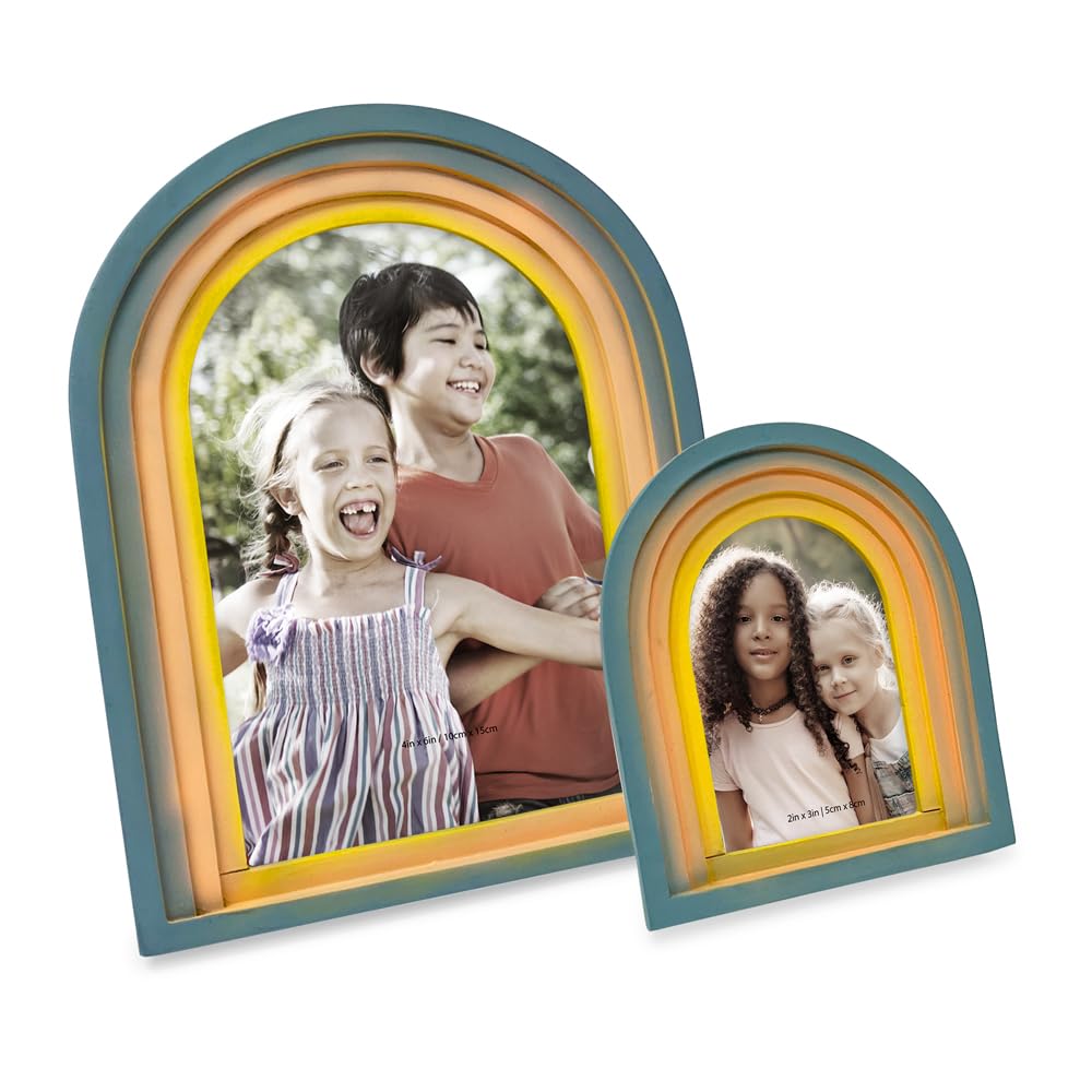 Isaac Jacobs 4X6 Vertical Rainbow Arc Resin Picture Frame With Gradient Design, Decorative Photo Frame, Tabletop & Wall Display,