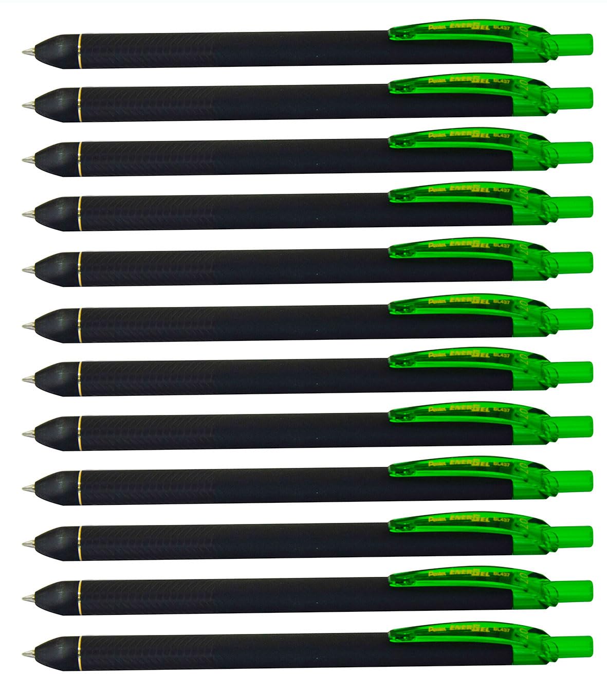 Pentel Energel Kuro Liquid Gel Pen, (0.7Mm) Medium Line, Lime Green Ink, 12 Pack (Bl437R1-K)