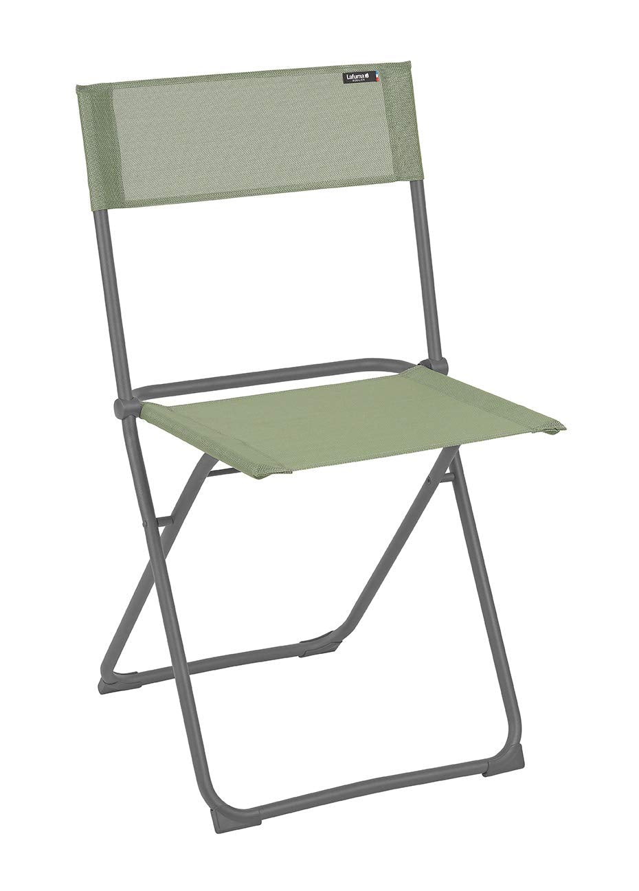 HomeRoots Frame: Powder Coated Finish (100% Polyester Powder Folding Chair - Set of 2 - Basalt Steel Frame - Moss Fabric