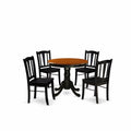 East West Furniture Andl5-Blk-W 5 Piece Dining Set Includes A Round Kitchen Table With Pedestal And 4 Dining Room Chairs, 36X36 Inch, Black & Cherry