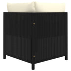 vidaXL Outdoor Sectional Corner Sofa with Cushions - Black Poly Rattan Corner Seat with Powder-Coated Steel Frame for Garden Lounge Set