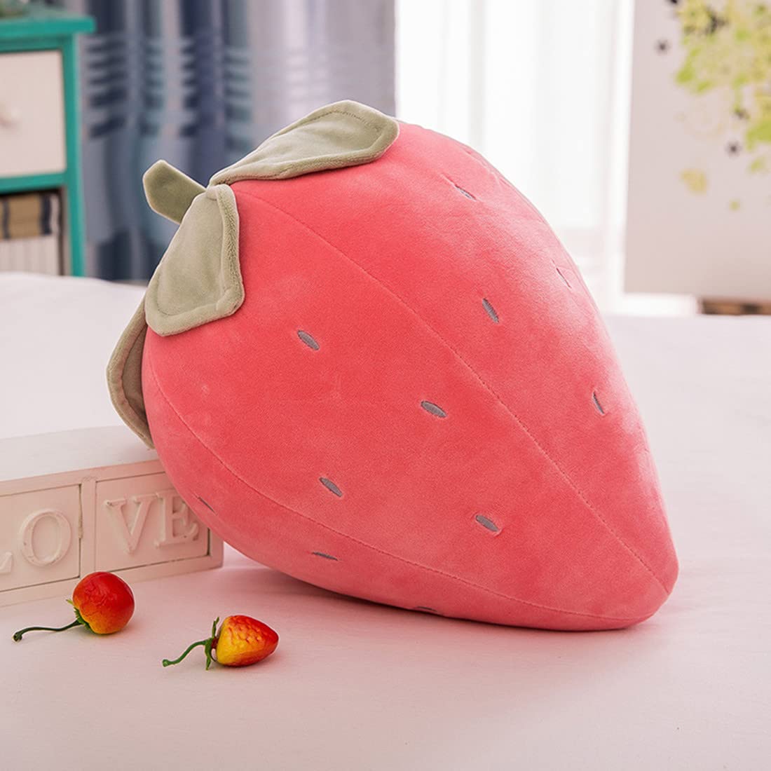 Cute Fruit Kids Pillow Stuffed Strawberry Plush Pillows Super Soft Girls Pillows Cushion Seat For Kids Toys (Pink,23.6'/60Cm) 1