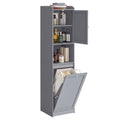 VASAGLE Tall Bathroom Cabinet with Laundry Basket, Removable Laundry Basket with Handles, Compartment with Door, Linen Tower, 15
