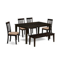 East West Furniture CAAN6-CAP-C Capri 6 Piece Set Contains a Rectangle Dining Room Table and 4 Linen Fabric Upholstered Chairs with a Bench, 36x60 Inch