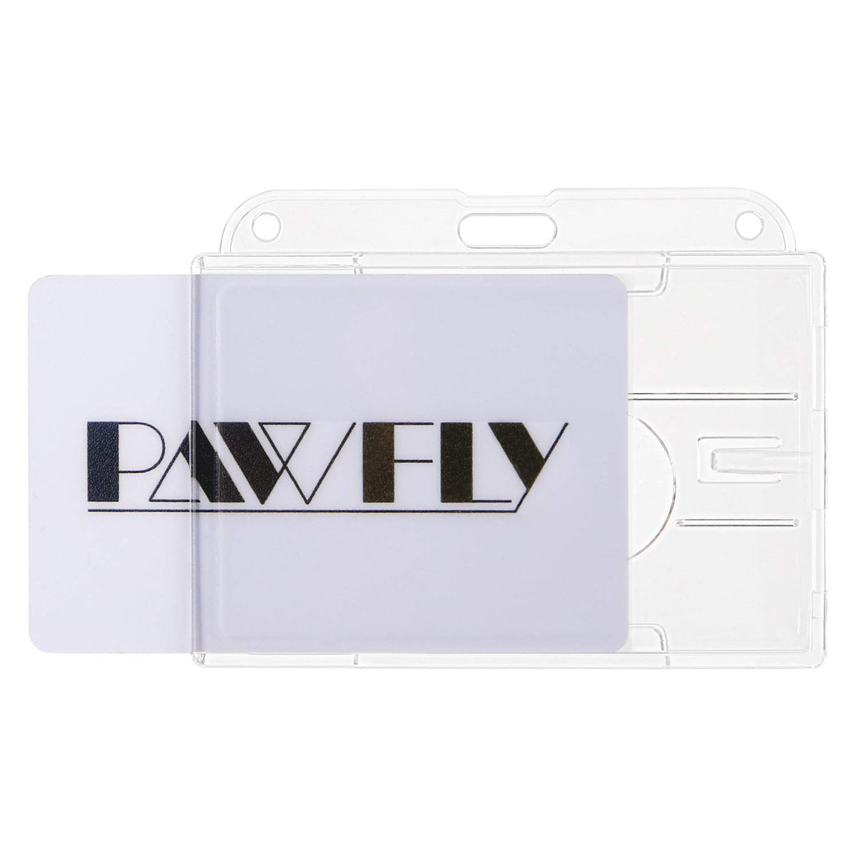Pawfly 5 Pack Horizontal 2-Card Badge Holder With Thumb Slot Hard Transparent Pc Case Protector For Office School Ids Credit Car