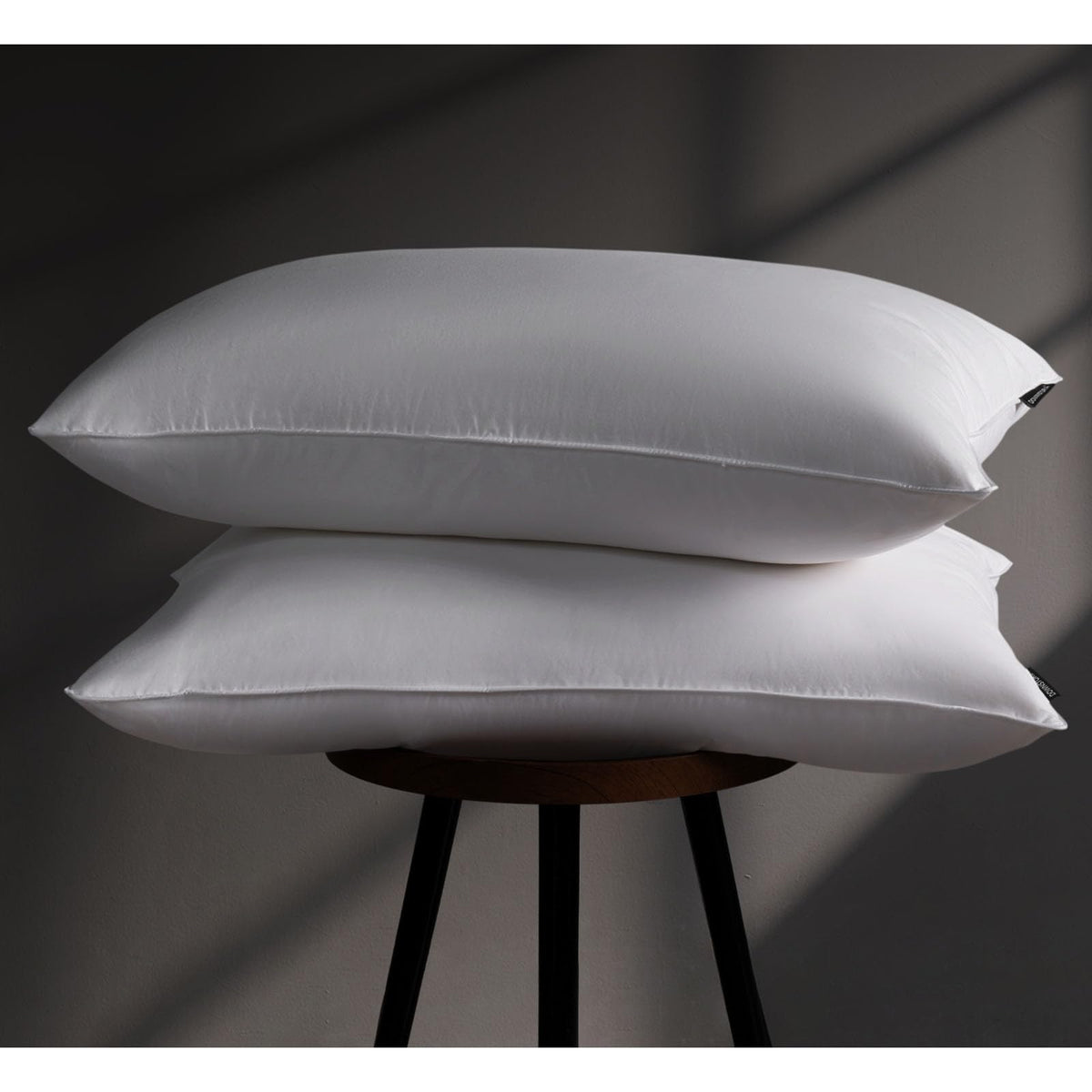 Luxury Goose Feather Down Pillow Queen Size Set Of 2 Pack,100% Cotton Hotel Collection Bed Pillows For Sleeping,Soft Support Med