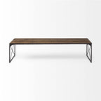 HomeRoots Rectangular Mango Wood/Medium Brown Top and Black Iron Base Accent Bench