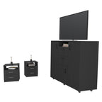 DEPOT E-SHOP Minto 3 Piece Bedroom Set, Cabinet Dresser + 2 Nightstands, Black