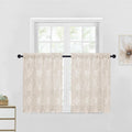 Dwcn Floral Lace Short Curtains - Beige Rod Pocket Window Voile Sheer Drapes For Kitchen Living Room Bathroom Small Window 42 X