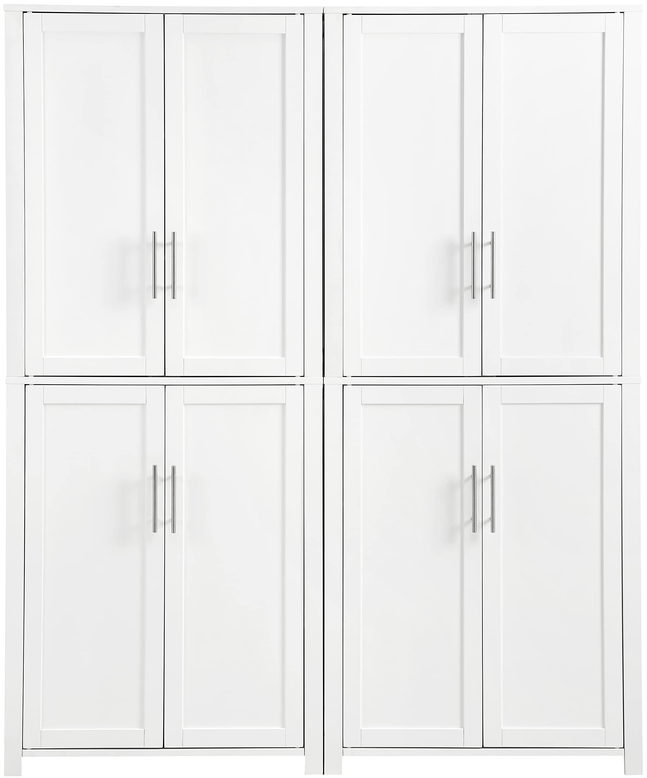 Crosley Furniture Savannah 2-Piece Pantry Storage Cabinet Set with Shelves, Kitchen, Dining, or Laundry Room, White