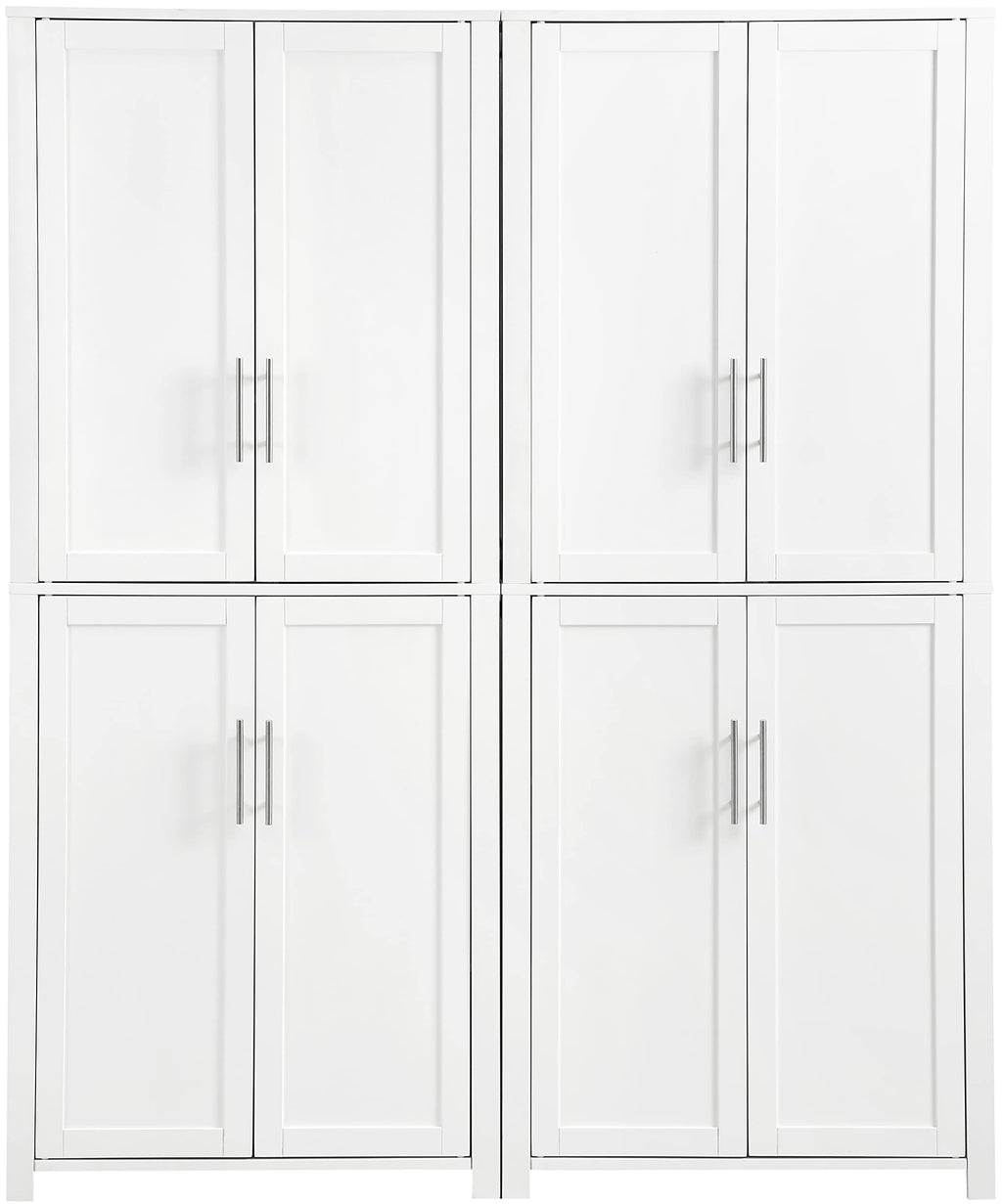 Crosley Furniture Savannah 2-Piece Pantry Storage Cabinet Set with Shelves, Kitchen, Dining, or Laundry Room, White