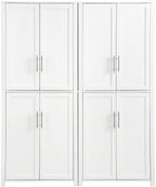 Crosley Furniture Savannah 2-Piece Pantry Storage Cabinet Set with Shelves, Kitchen, Dining, or Laundry Room, White