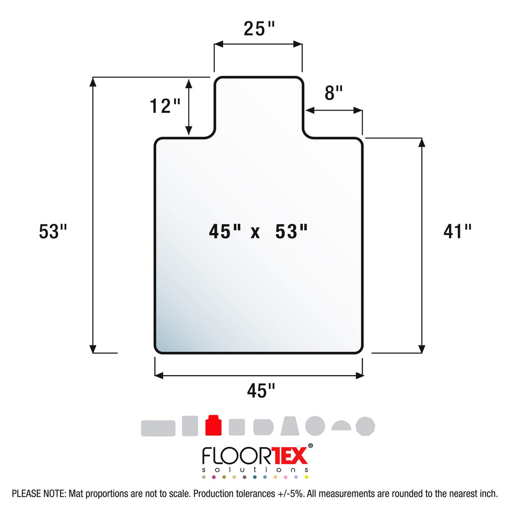Floortex® Advantagemat® Vinyl Lipped Chair Mat for Carpets up to 1/4" - 45" x 53"