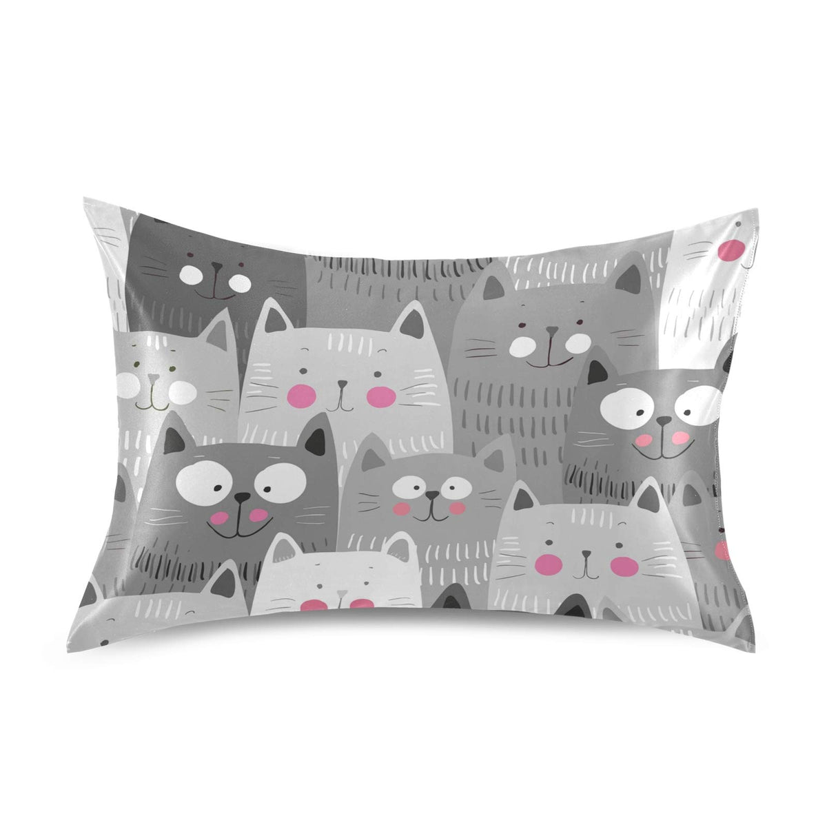 Xigua Cat Satin Pillowcases Breathable Pillow Case For Hair And Skin, No Zipper Pillow Cover With Envelope Closure For Sofa Bed