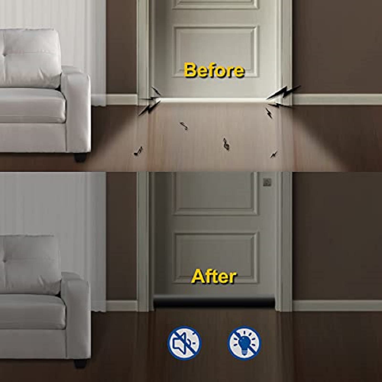 Maxtid Large Door Draft Stopper For Bottom Of Doors 36 Inch Under Door Draft Noise Blocker Black Gap Stoppers Door Draft Guard F