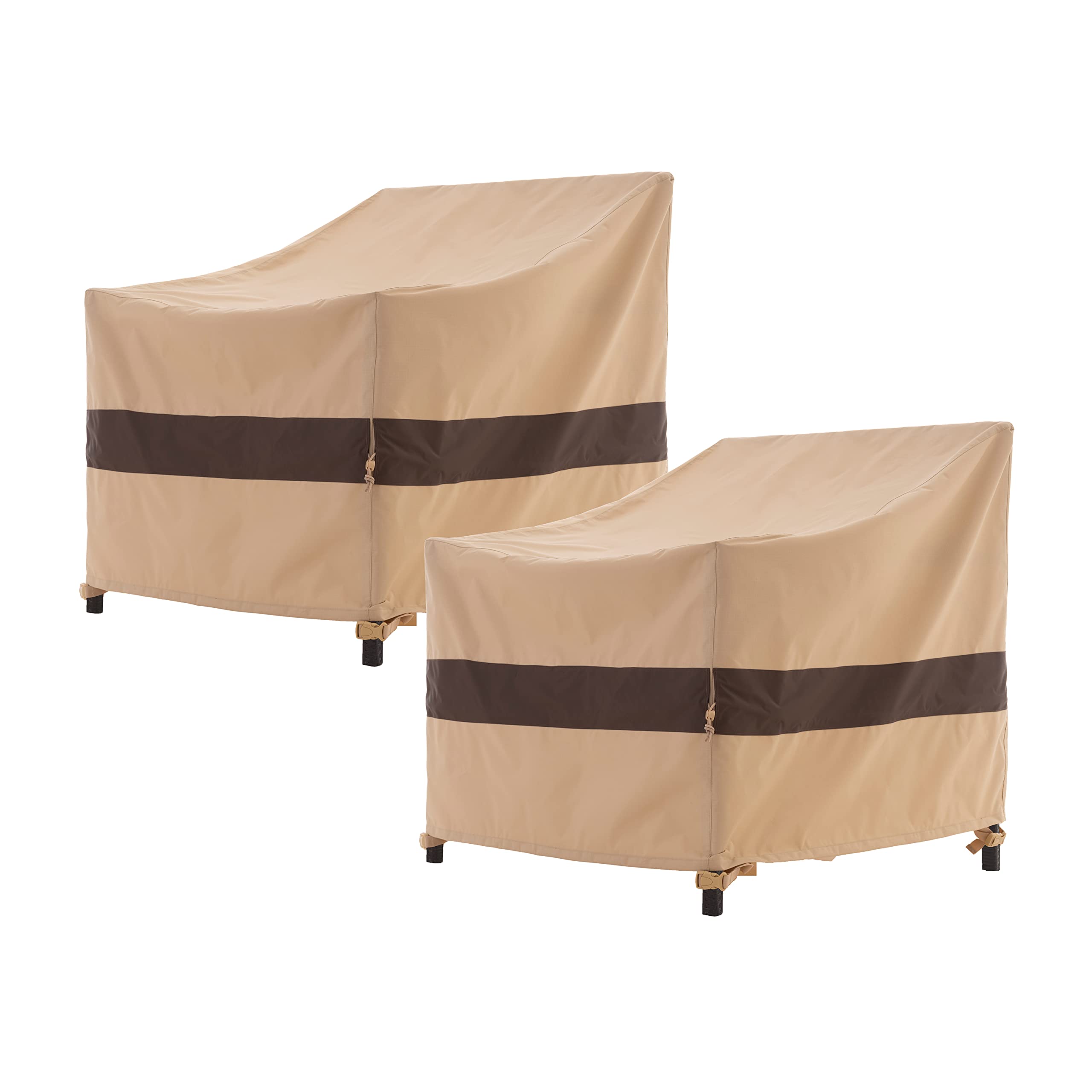 Wj-X3 Patio Chair Covers, Heavy Duty Waterproof Outdoor Patio Furniture Covers For Outdoor Chairs, Adirondack Chairs, Tolix Chairs, Beige & Coffee, 34' W X 36' D X 36' H, 2 Pack