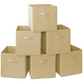 Casafield Set of 6 Collapsible Fabric Cube Storage Bins, Sandy Beige - 13'' Foldable Cloth Baskets for Shelves, Cubby Organizers