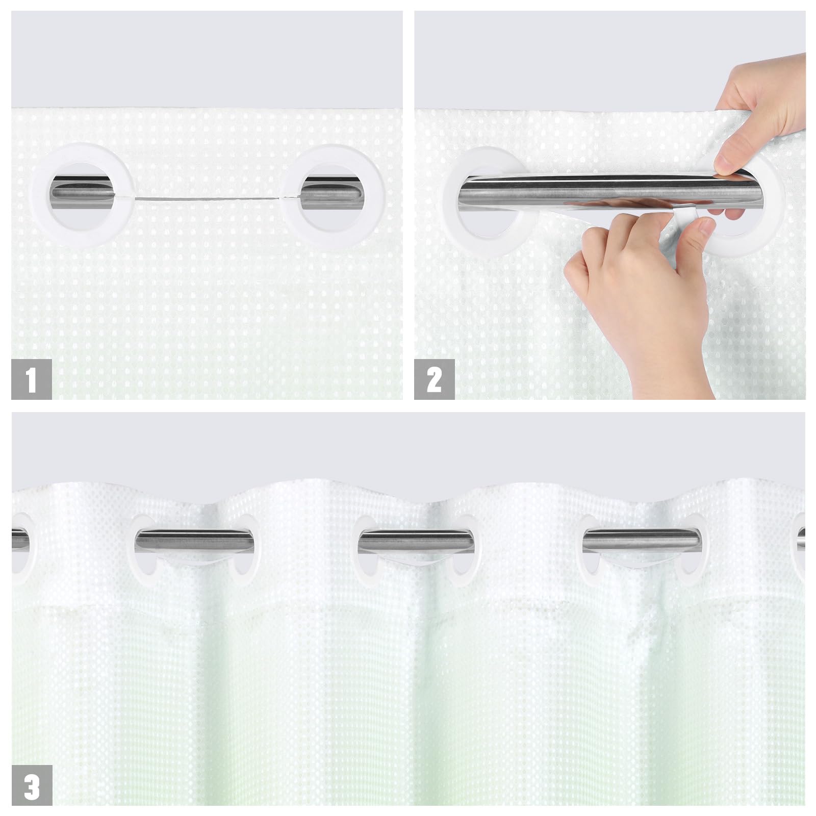 Mitovilla Emerald Green Ombre Long Shower Curtain 72 X 80, No Hooks Needed 80 Inch Long Heavyweight Waffle Fabric Shower Curtain