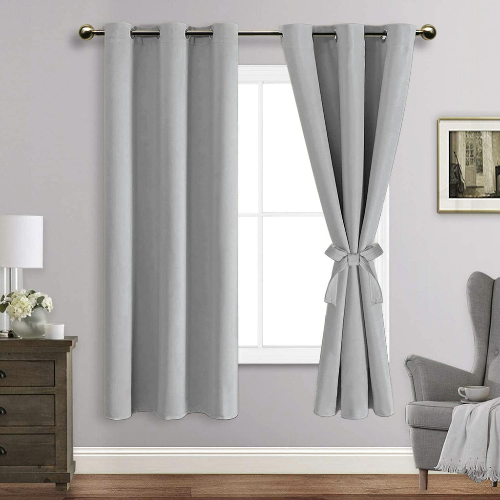 Jiuzhen Sliver Grey Blackout Curtains For Bedroom - Light Blocking And Noise Reducing Grommet Curtains For Living Room Darkening Curtains, Set Of 2 Window Curtain Panels, 38 X 63 Inch Length