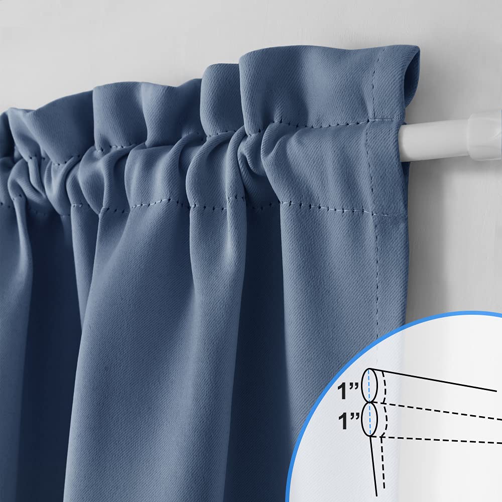 Nicetown Door Curtain Panel - Room Darkening Blackout Sliding French Door Curtain For Small Window, Rod Pocket Single Panel, 25' Width X 40' Lenght, Stone Blue