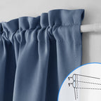 Nicetown Sidelight Curtain Panel - Blackout Solid Door Curtain With Top And Bottom Rod Pocket For Patio Door, 36 Inches Wide X 72 Inches Long, Stone Blue, 1 Pack
