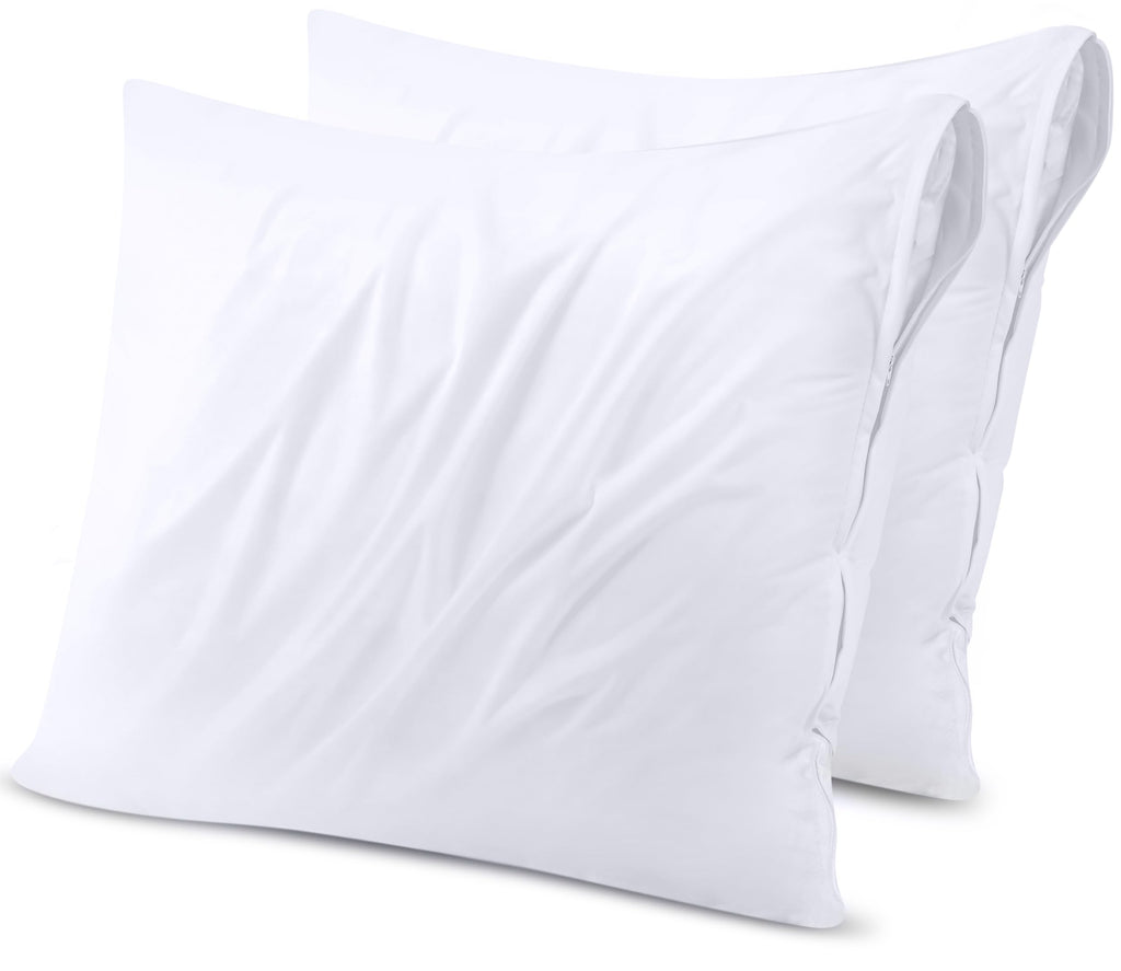 Utopia Bedding Waterproof Throw Pillow Protectors (No Pillow Inserts) With Zipper 18 X 18 Inches (2 Pack, White), Bed Bug Proof