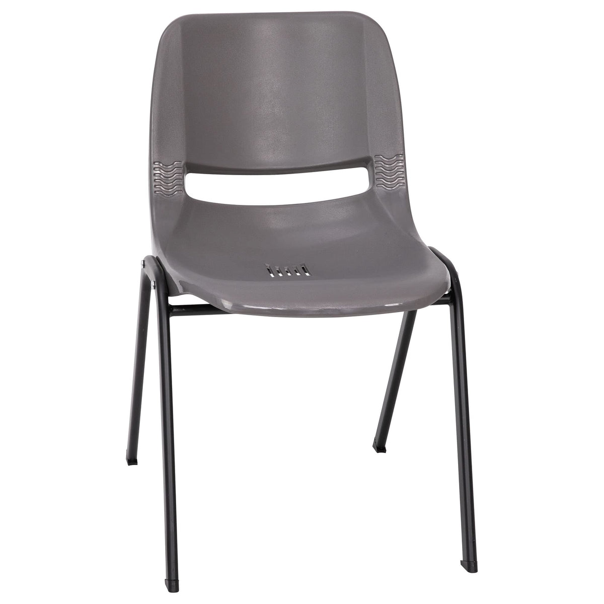 Flash Furniture Hercules Series 661 Lb. Capacity Gray Ergonomic Shell Stack Chair With Black Frame And 16'' Seat Height