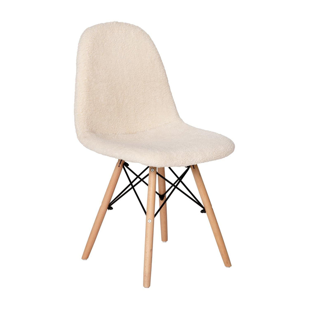 Flash Furniture Zula Modern Padded Faux Faux Shearling Accent Chair - Padded Off-White Faux Shearling Upholstery - Beechwood Legs