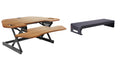 Rocelco 46" Height Adjustable Corner Standing Desk Converter with Dual Monitor Stand Bundle - Sit Stand Up Computer Workstation Riser - Extra Large Keyboard Tray - Teak Wood Grain (R CADRT-46-DMS)