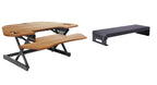 Rocelco 46" Height Adjustable Corner Standing Desk Converter with Dual Monitor Stand Bundle - Sit Stand Up Computer Workstation Riser - Extra Large Keyboard Tray - Teak Wood Grain (R CADRT-46-DMS)