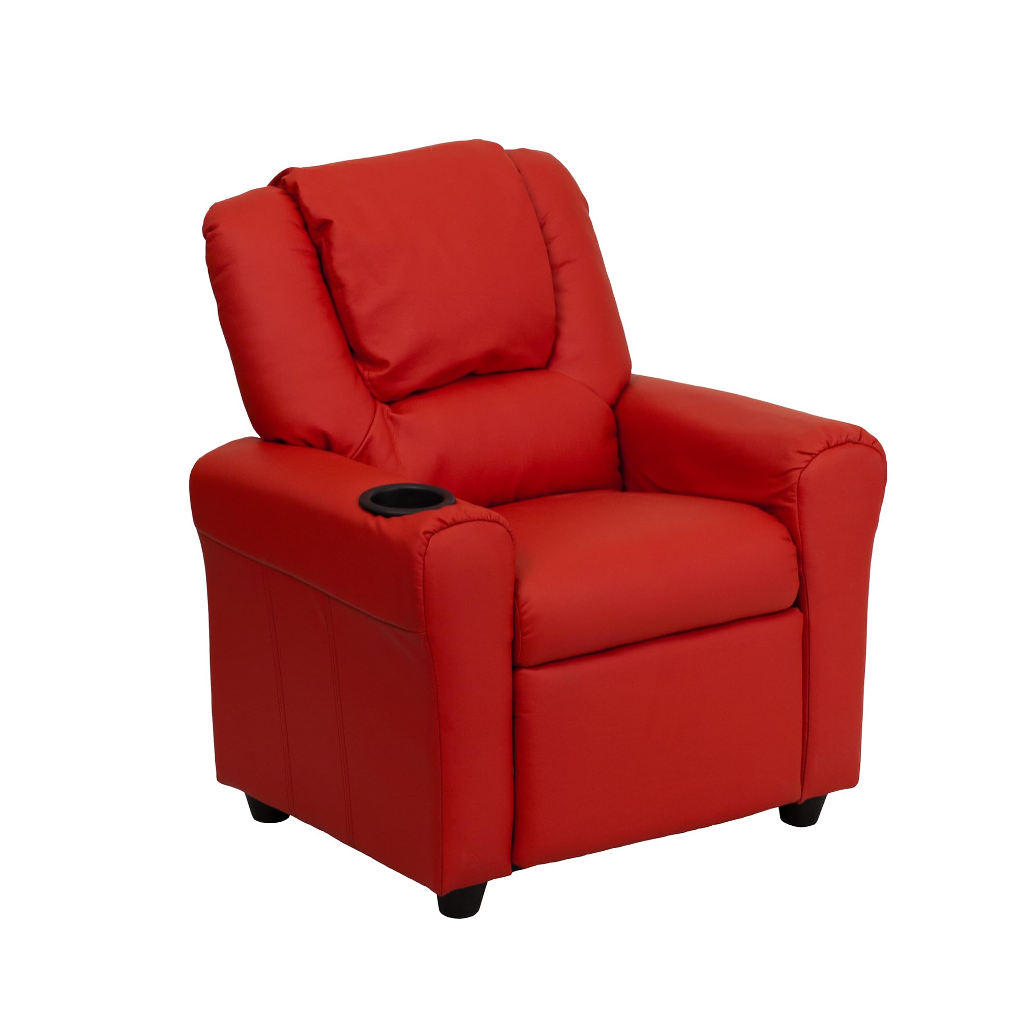 Flash Furniture Vana Vinyl Kids Recliner with Cup Holder, Headrest, and Safety Recline, Contemporary Reclining Chair for Kids, S