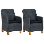 vidaXL Patio Furniture Set 3 Piece, Outdoor Sofa Chair with Coffee Table, Patio Armchair with Wood Legs for Garden, Modern, Poly Rattan Dark Gray
